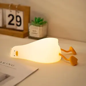 Cute Duck Lamp, Fun Lying Flat Duck Night Light,LED Squishy Animal Novelty Lamp,Light up Duck for Kids Great Gift,3 Level Dimmable Nursery Nightlight Rechargeable Touch Lamp (A-Duck Lamps), Ambient Night Lamp, Decorative Lighting
