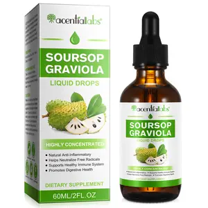 【NEW】Acentiallabs Soursop Graviola Liquid Drops 1800mg - Highly Concentrated Antioxidant & Immune Support Formula with Vitamin C, Alcohol-Free, Vegan, Non-GMO, 60mL (30-Day Supply)