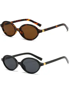 2pcs Women's Retro Oval Sunglasses, Y2K Trendy Eyewear, Perfect for Daily Wear & Summer Beach Outings, Stylish Ladies' Glasses