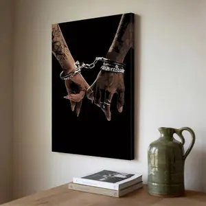 Black Love Art Print | Handcuffed Couple Illustration | Bold Wall Decor