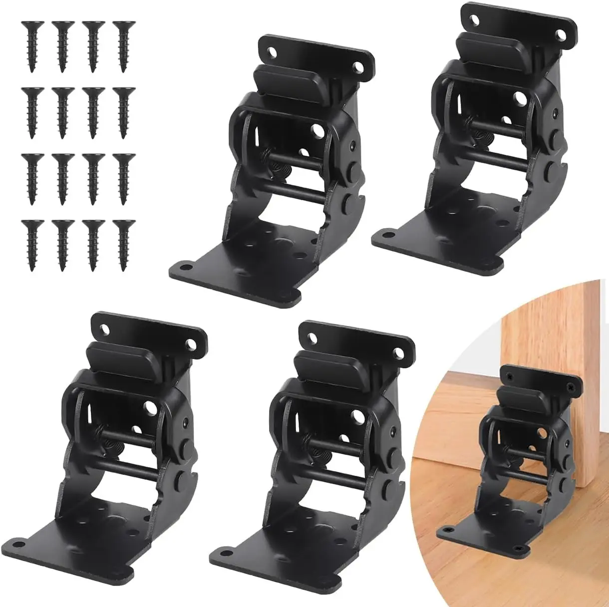 4 Pack 90 Degree Self-Locking Folding Hinges, Heavy Duty Brackets for Folding Table Legs & Furniture