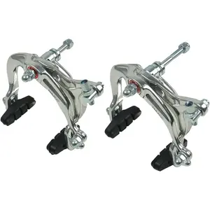 C Type Bike Brakes Calipers Bicycle Rim Brake Sets Front Rear Side Pull C Caliper Brake with 48mm Pads 4.33In Long Arm Fit Most Road Bicycle 1 Pair Black Silver