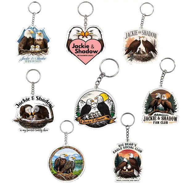 [HOT] Jackie and Shadow Eagles Arcylic Keychain, Big Bear Lake Bald Eagles Merch, Nature Lover Gift