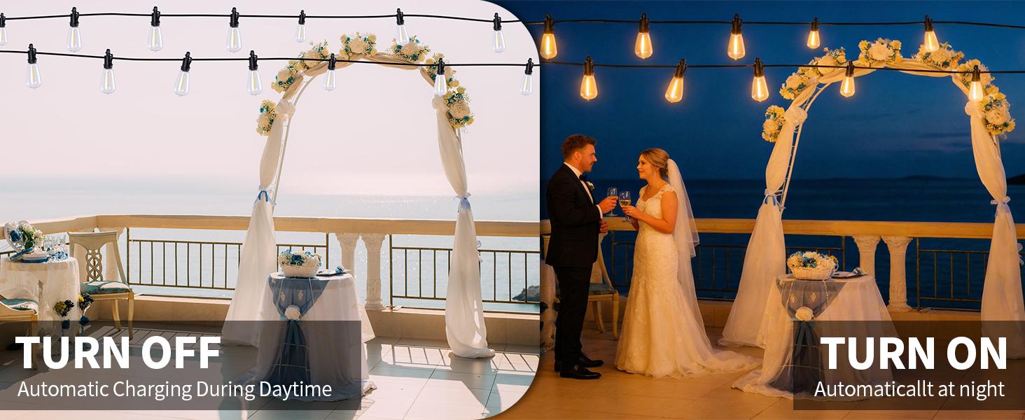 60FT Solar Patio String Lights, Flickering Edison Bulbs, Waterproof Outdoor Lights for Camping, Garden, Wedding Decor 60FT Solar Patio String Lights, Flickering Edison Bulbs, Waterproof Outdoor Lights for Camping, Garden, Wedding Decor