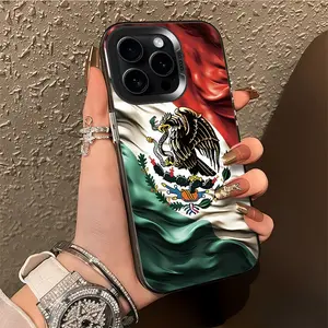 Mexican Golden Eagle Flag Slim Fit TPU Motivational Smartphone Case - Shockproof Anti-Drop Protection Cover for iPhone 11,12,13 Pro Max,14 Plus,15,16 Pro,17 Pro Max - Handheld Cellphone Accessories for Devices, Ideal Gift