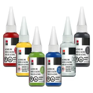 Marabu Alcohol Ink for Epoxy Resin - Primary & Classic Colors Sets - Vibrant and Versatile Alcohol Inks for Resin Art, Tumblers, Alcohol Paper - 20ml Inks