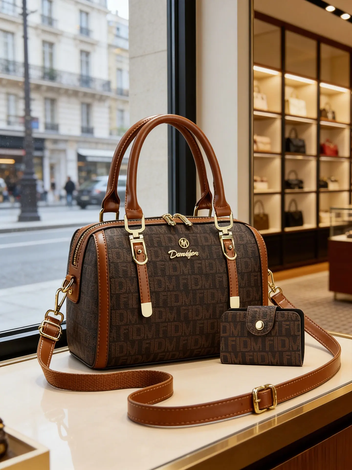 2-piece set of Boston women's bags, Handbags sets, featuring letter-printed contrast-colored handbags, casual bag, large-capacity women's bags suitable for work, dating, Single-shoulder messenger bags for Christmas gifts for women, Bags and accessories