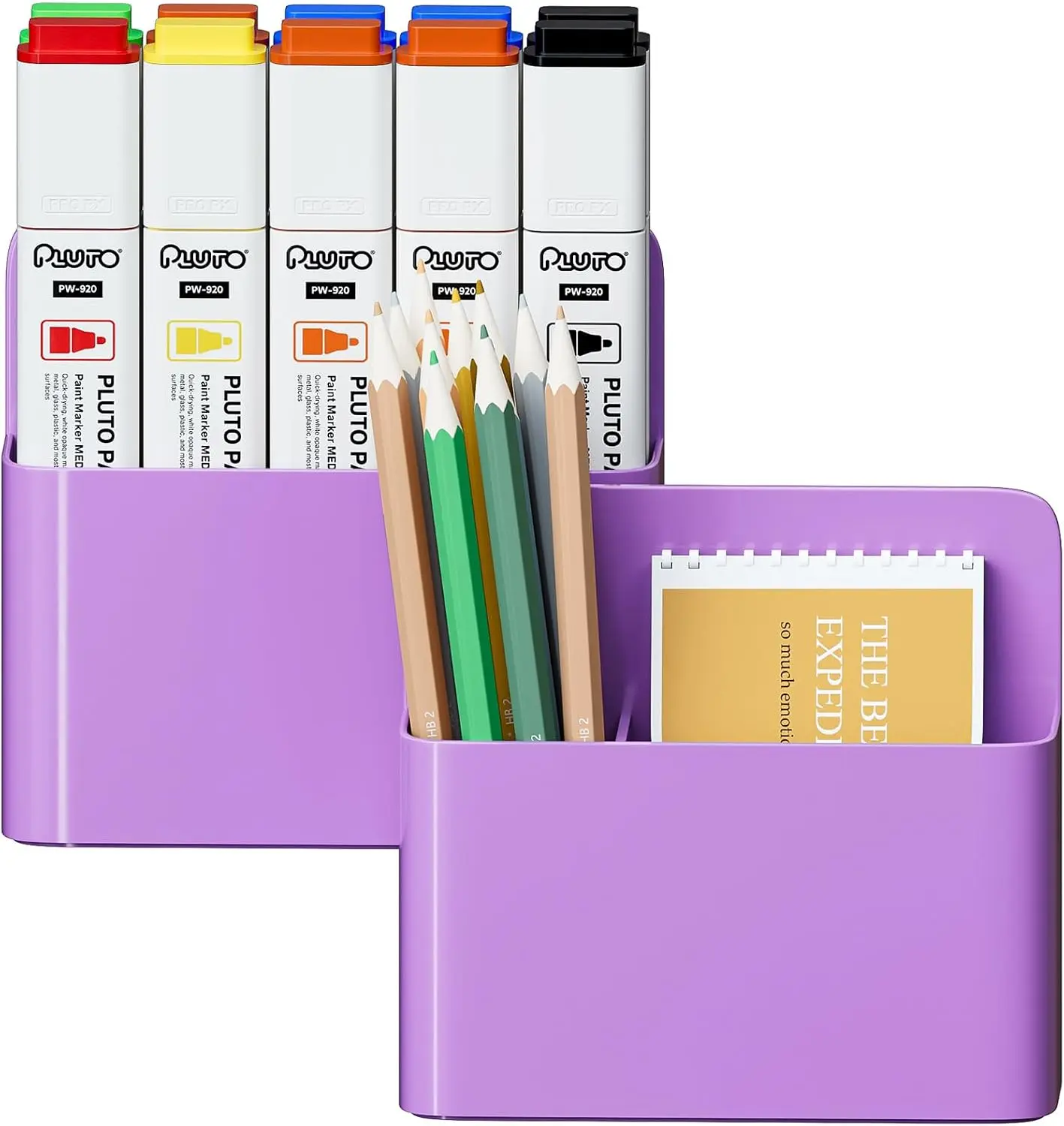 Magnetic Dry Erase Marker Holder - 2-Piece Strong Magnetic Base Pencil Cup Organizer, Practical & Stylish Refrigerator Magnet Storage for Whiteboard, Office, Metal Cabinets (Purple, Easy to Clean)