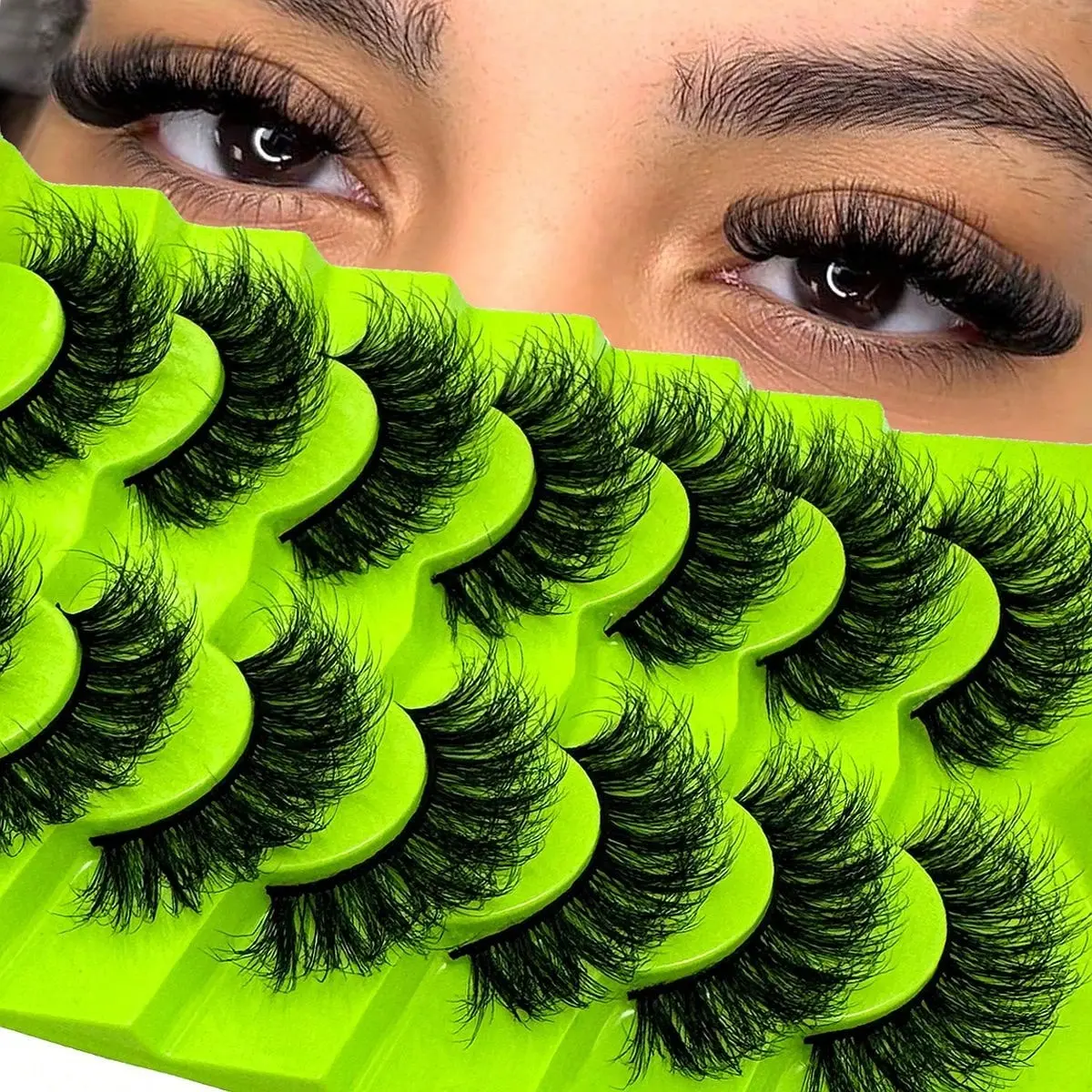 7 pairs Luxurious Fluffy False Eyelashes, High Quality Eyelashes, Fashion Eyelashes, Cat Fox Eye Effect, D-Curl, 8D Thick Roll, Reusable, Natural Look, Makeup, Perfect for Daily Wear and Parties