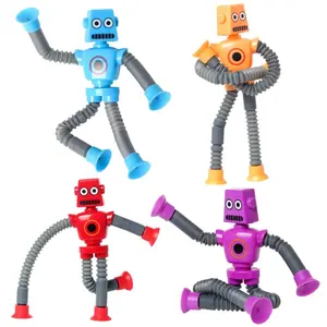 4Pcs Robot Sensory Travel Roadtrip Toys for Toddlers Kid Boy Year Old Ages 3 4 5 6 7 8 9,Airplane Activities Suction Autism Pop Tube Fidget Toys Autistic Stocking Easter Basket Stuffer Valentine Gift