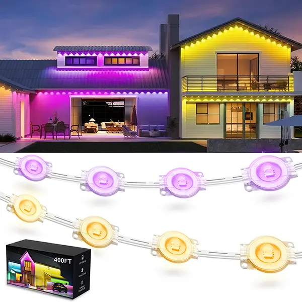 Nexillumi Permanent Outdoor Lights, Smart RGB Eave Lights with App & Remote Control, DIY Scene Modes, Chasing Light Effects, Waterproof Outdoor LED Roofline Lights for Holiday & Everyday Home Decor