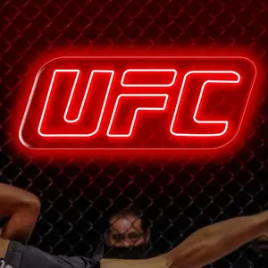 Adjustable Ufc Neon Wall Decor Light, Boxing Night Neon Sign, USB Powered Night Lamp for Gaming Bedroom Birthday Party, Adjustable Lighting