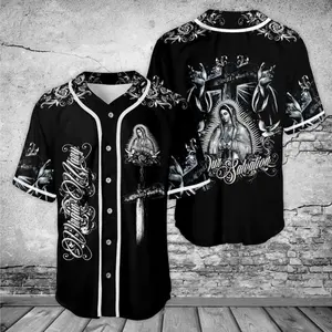 Guadalupe Baseball Jersey – Mexico Virgen de Guadalupe Inspired Graphic Jersey, Faith & Cultural Fan Shirt for Men and Women