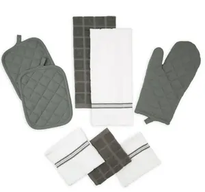 Gray 8 Pack Kitchen Set - Complete Cooking Utensils for Home Cooking - Cookware