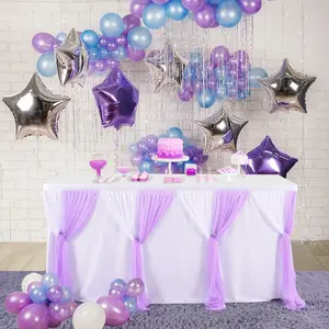 6/9FT Tulle Table Skirt for Rectangle Tables or Round Tables Tutu Table Skirt Ruffle Table Cloths for Wedding Bridal Shower Birthday Party Mother's Day Desk Skirt Decorations outdoorfun