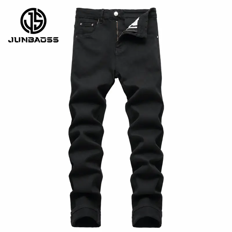 JUNBAOSS Men's Slim Fit Stretch Jeans Colored Skinny Jeans for Men, Distressed Straight Leg Casual Fashion Comfort Flex Waist Denim Pants, Menswear Classic Street Style Cotton Fabric Jean Natural Hipster Personalized Stylish Streetwear Jeans with Pockets