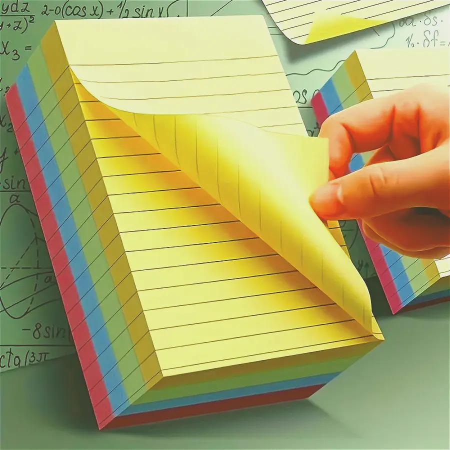 200-sheet Large-Sized Self-Adhesive Notepad | Grid Pattern, Suitable for Students and Offices, Available in 4 Colors, Reusable