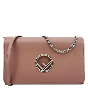Pre-owned FENDI Leather Crossbody Bags Vitello Cruise F Wallet on Chain English Rose