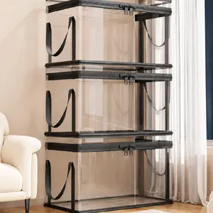 Large Heavy Duty Clear Stackable Storage Box with Lid, Organizer Bin (1-5 PCS)