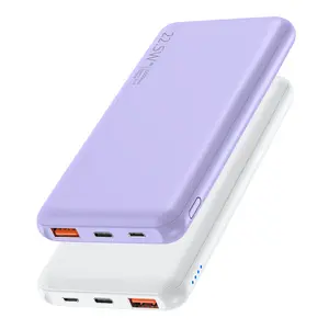 15000mAh Mobile Phone Charger Compact Lightweight Battery Pack USB-C Input Output PD20W Fast Charging Portable Power Bank for iPhone Galaxy iPad Black White