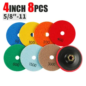 LOZLIN 8PCS 4Inch Dry Diamond Polishing Pads - for Marble, Granite & Stone - Angle Grinder Buffing Discs Set, No Water Needed Tool Accessories