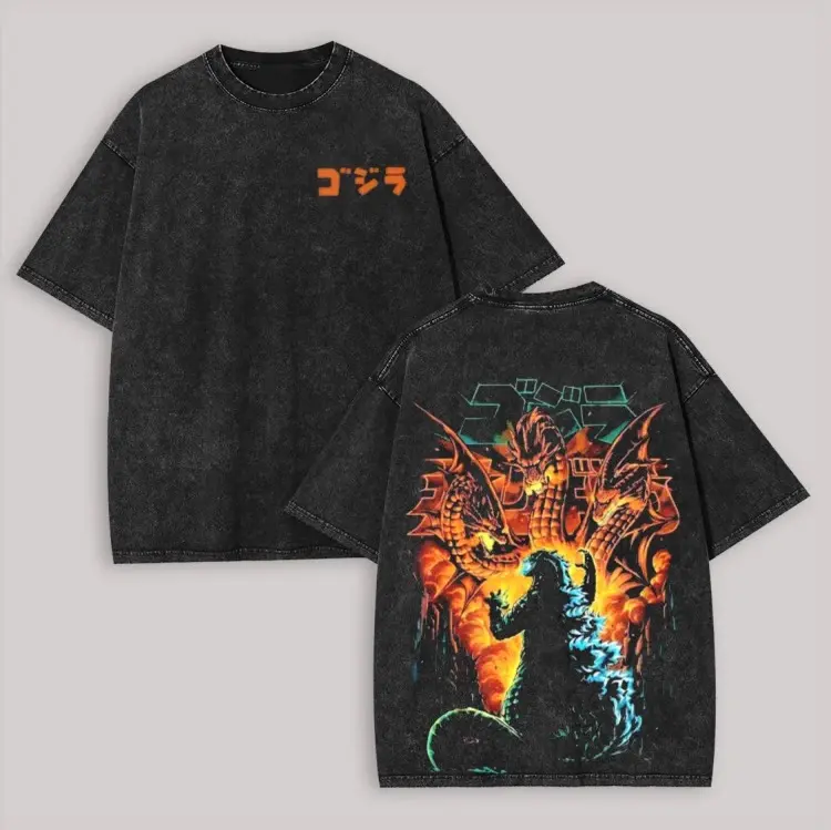 Godzilla Printed Unisex Washed T-Shirt, the perfect gift, classic style.
