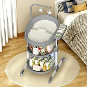 An Diaper Changing Station, Portable Changing Table for Baby, Diaper Changing Table with Storage Drawers, Waterproof Baby Changing Station with Wheels and Adjustable Height for Newborn Infant and Toddler