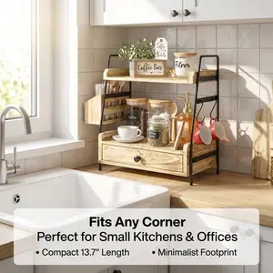 Coffee Bar Accessories and Organizer Countertop, Coffee Station Organizer Kitchen Counter Shelf, multilayer Condiment Storage,Cup Lid Holder Countertop Shelf for Bathroom durable makeup multi-function