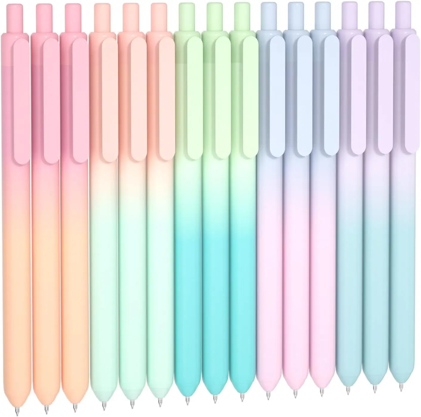 Shuttle Art 15 Pack Black Ink Gel Pens - Retractable 0.5mm Fine Point, Aesthetic Pastel 15 Shifting Barrels, Durable Clip, Non-Toxic, Conforms to ASTM-D4236, Smooth Writing Pens for Journaling, Fun in Daily Life