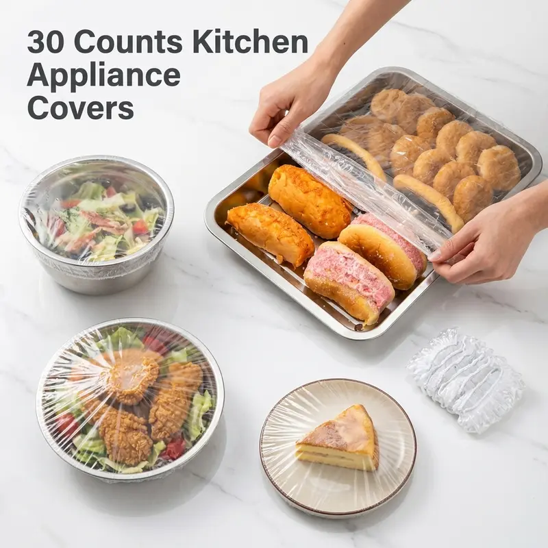 30 Counts Clear Disposable Dust Cover, Dustproof with Elastic for Air Fryer, Blender, Oven, Pressure Cooker, Coffee Maker,  Toaster, Slow Cooker Accessories cloth durable, Thickened Appliance Dust Covers for Kitchen Household Furniture, Practical