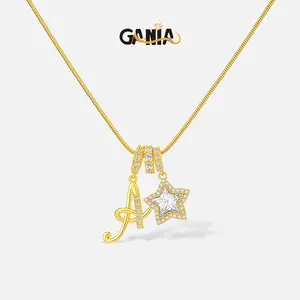 GANIA delicate 26-letter gold pendant with star decorations, an elegant lady's necklace, the ideal choice for Valentine's Day gifts