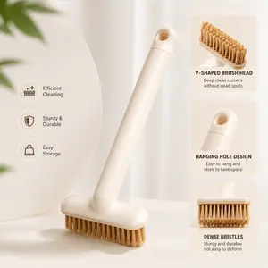 1 Count Rotatable Multifunctional Gap Cleaning Brush with V-shaped Dense Bristles Hidden Debris Clip for Home Tile Corner Seam Daily Cleaning