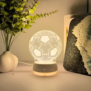 Football World Cup Theme Bedside 3D Night Light, Warm LED Lighting, Switch Control, Ideal for Bedroom Decor, Football Fan Desk Lamp