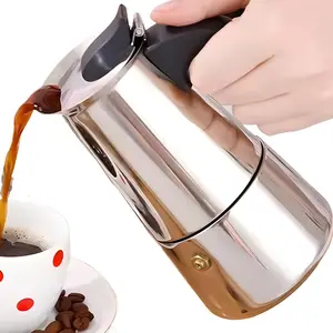 Stainless Steel Moka Pot Espresso Maker,Stovetop Moka pot,Percolator Coffee Pot,Italian Coffee Maker,Cuban Cafe Brewing,Greca Coffee Maker (4 CUP)