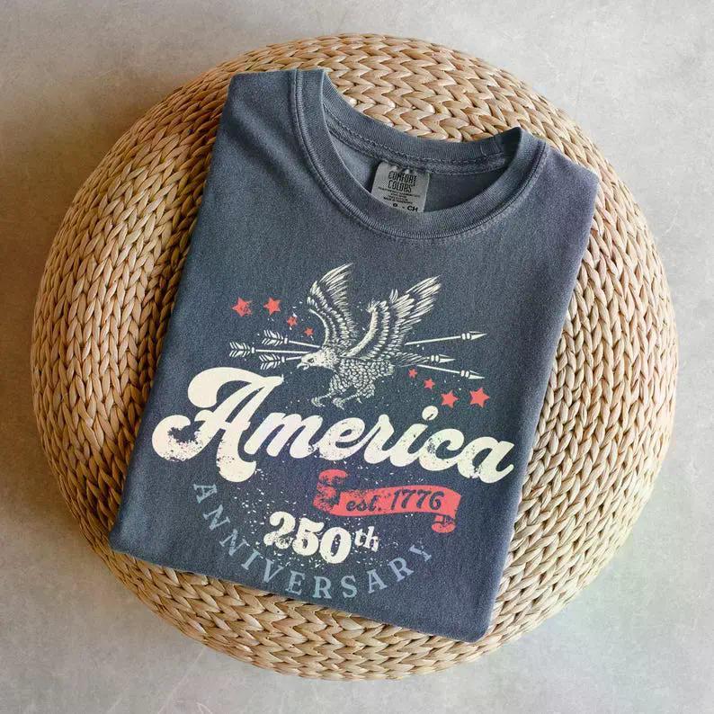 Comfort Colors America 250th Anniversary Shirt, Retro 4th of July T-Shirt, Patriotic USA 1776-2026 Independence Day Tee