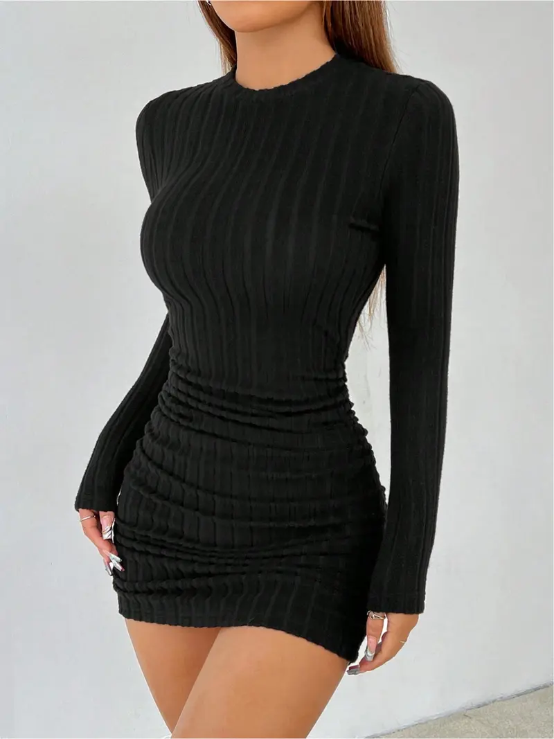 casual black long sleeve dress - TikTok Shop