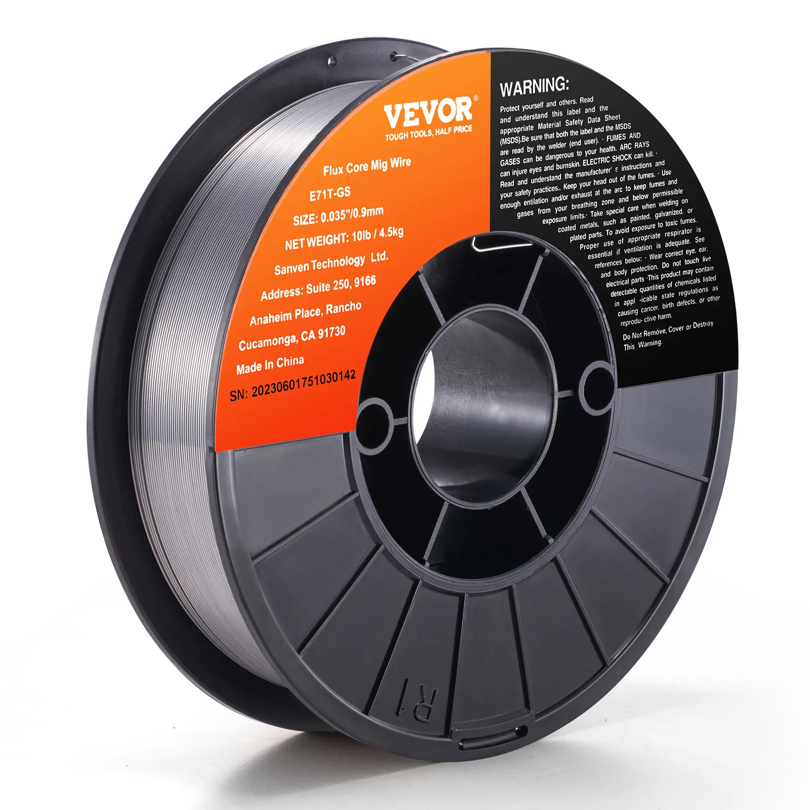 【Summerfinds】VEVOR Flux Core Welding Wire E71T-GS 0.035-inch 10LBSGasless Mild Steel MIG Welding Wire with Low Splatter for All Position Arc Welding and Outdoor Use
