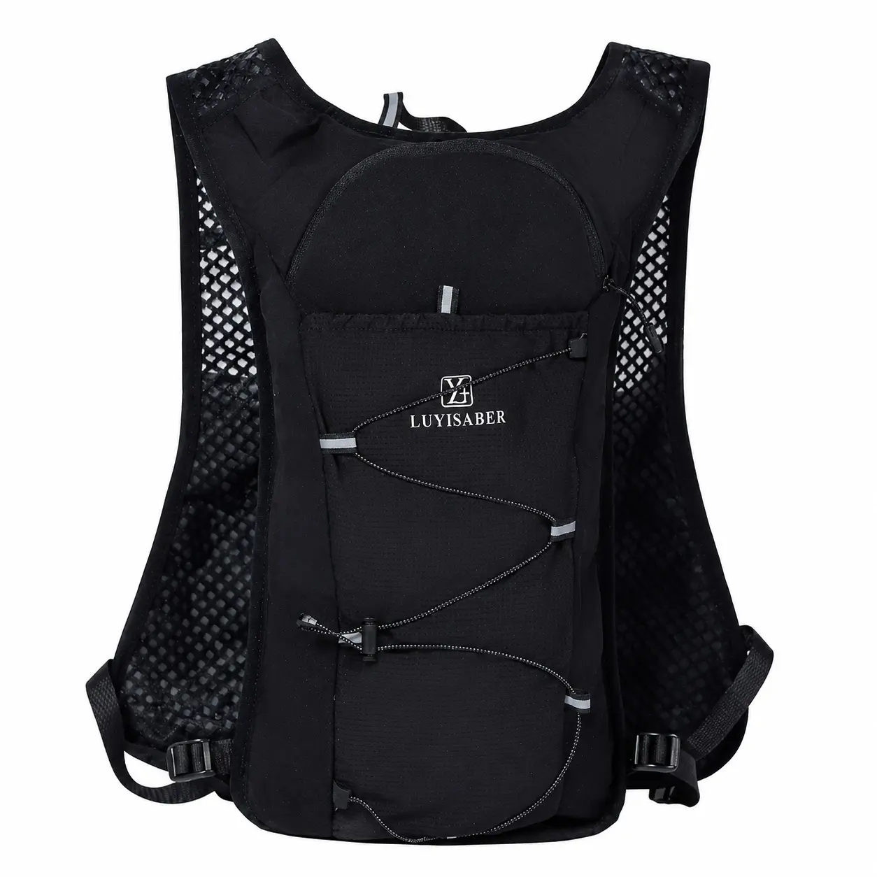 Lightweight Hydration Vest Backpack for Running, Breathable Mesh Pack for Adults with 1.5L Free Bladder, Adjustable Bounce-Free Straps & 360° Reflective Strips, Hydration Backpack, Water Bladder, Marathon Training, Running/Cycling, Adjustable Chest An