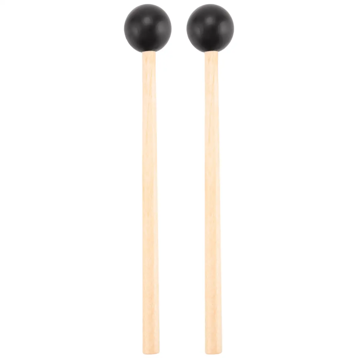2Pcs Silicone Bell Mallets with 18cm Durable Wooden Handles, Soft Rubber Heads, Good for Articulation on Glockenspiel, Xylophones Percussion Instruments (Black)
