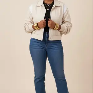 Side-Striped Cropped Bomber Jacket