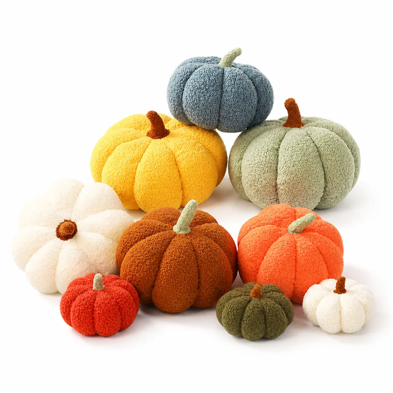 Plush Pumpkin Throw Pillow, Soft Sherpa Stuffed Pumpkin Cushion Decorative Pumpkin Shaped Pillow for Halloween Thanksgiving Fall Sofa Couch Home Party Decor Gifts