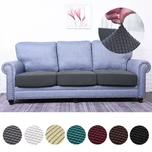 3pcs Stretch Sofa Cushion Cover Individual Seat Chair Couch Protector Pet Cat Elastic Strap Bottom Sectional Furniture Cover Machine Washable 90 Polyester 10 Spandex