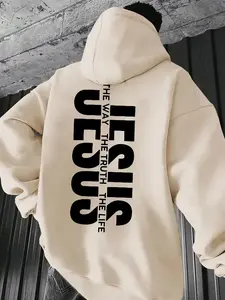 Men's Hooded Sweatshirt, Trendy Religious Cultural Elements, Unique Fashion Attitude, Perfect for Personal Style and Culture