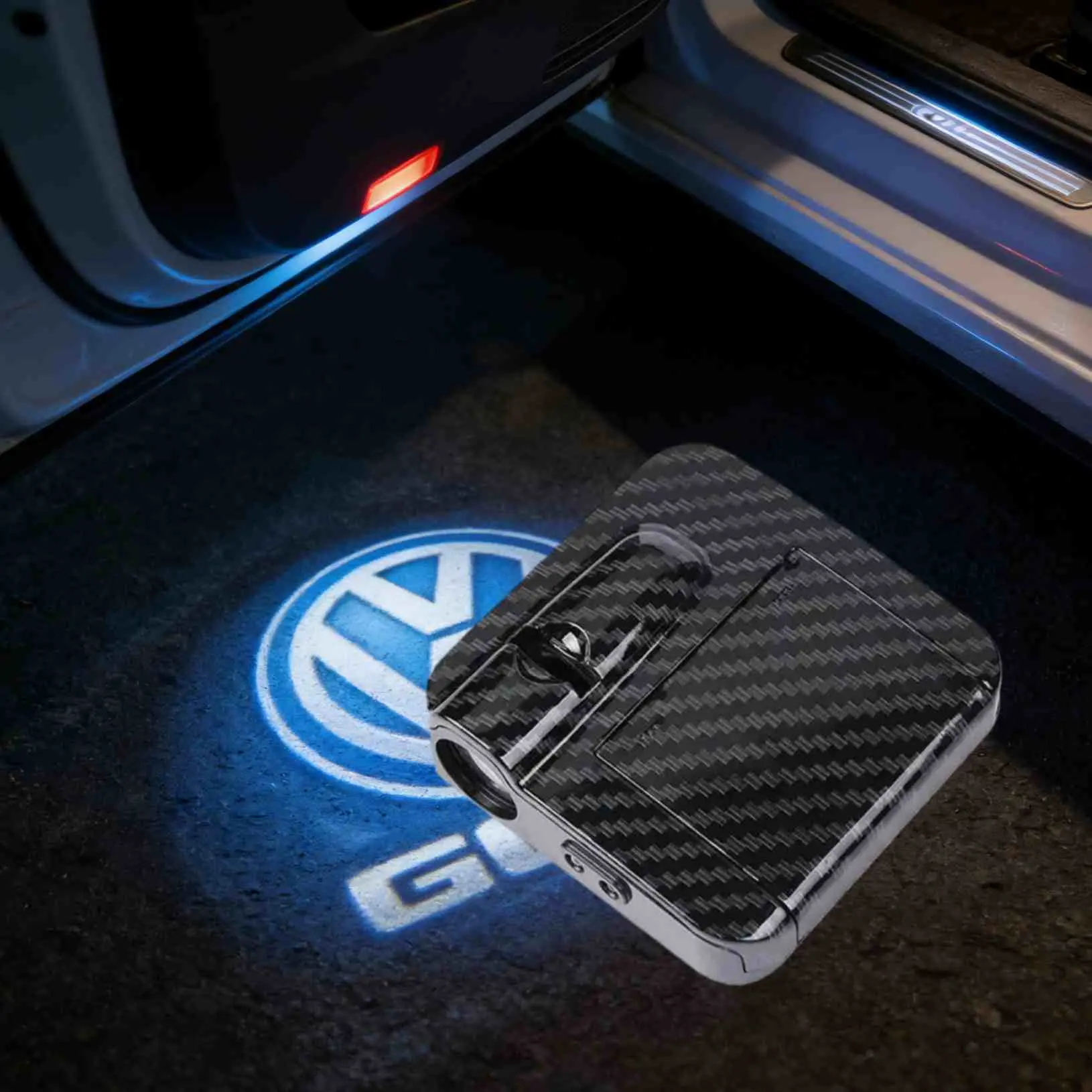 Set of 2 LED welcome light door projection lamps for cars, compatible with Volkswagen Passat Variant B8, Touareg, Tiguan, Golf; also suitable for Ford, Chevrolet, Toyota, Honda, Hyundai, and Volkswagen vehicles., Car Decoration, Sensor Lights