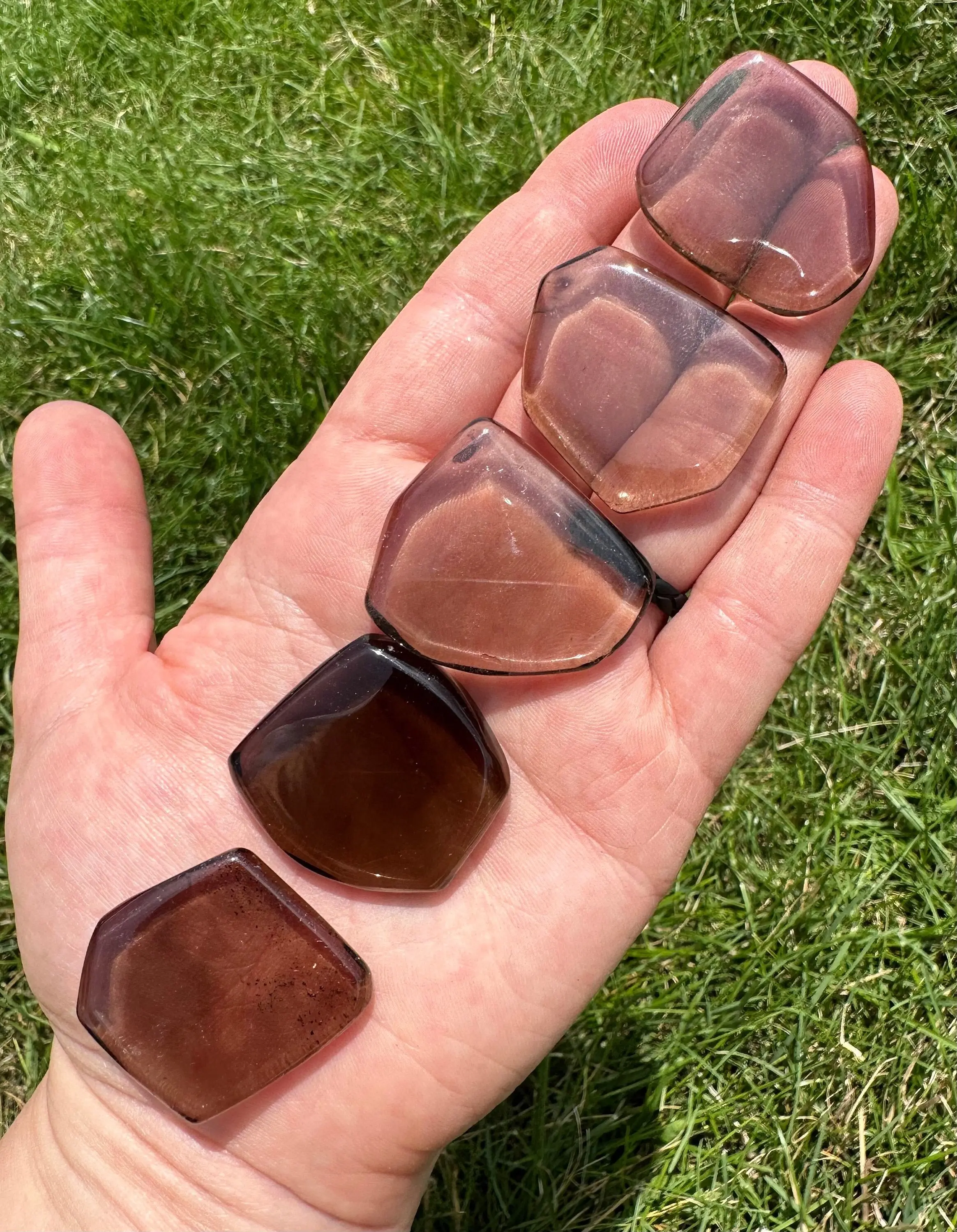 New Moon Beginnings Smoky Quartz Slab - Natural Brown Color, Round Shape, Simple Design