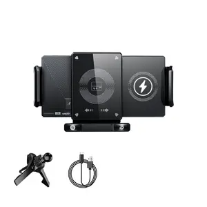 Wireless Charging Phone Holder Car Mount for Folding Screen/Universal Smartphone, 90° Rotating Car Mount Output Power 15W, Super Stable Air Vent Cell Phone Car Mount with Hook Clip, One Button Release for iPhone, Samsung, Google, and Other Smartphone