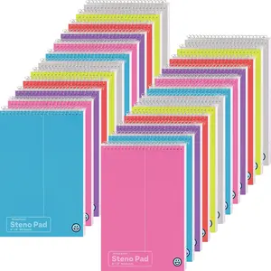 24 Pack Steno Pads Spiral 6 x 9 Gregg Ruled White Paper, 80 Sheets (160 Pages), Bulk Steno Notebooks for Writing Notes in Office, School, College, University, Colorful Covers