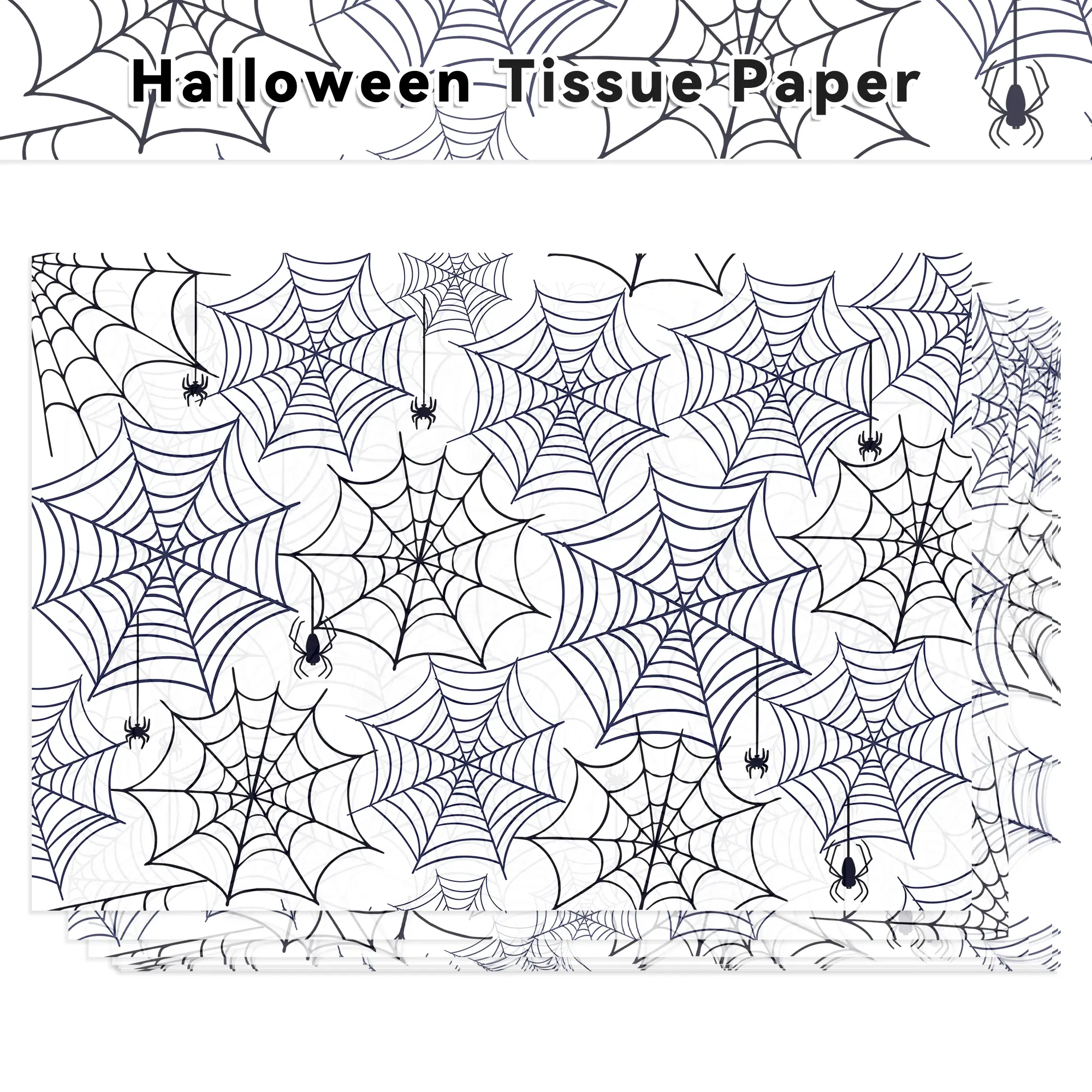 50 sheets of Halloween spiderweb pear paper, moisture-resistant thin copy paper for candy gifts, spooky web-patterned tissue paper, suitable for Halloween candy bags, gift box fillers, and handmade DIY projects