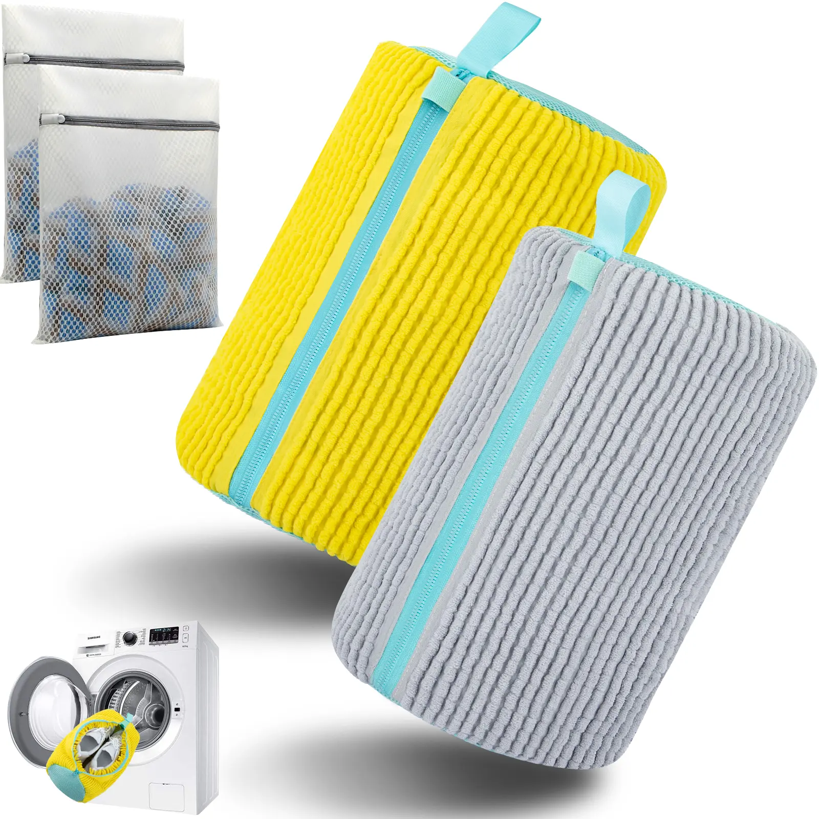 Filtmonster Heavy Duty Shoe Washing Bag Free Laundry Bag Premium Microfiber Protection for Sneakers & Washing Machine, Premium Edition (Gift Box Included)Washing Machine Shoe Bag,Shoe Storage Bag,Laundry Mesh Bag (1pc/2pcs Set + Gift)  home laundry room