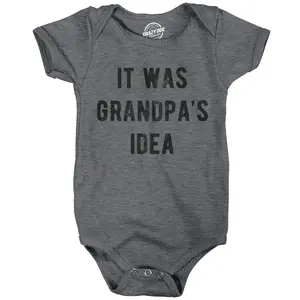 It Was Grandpas Idea Baby Bodysuit Funny Sarcastic Graphic Jumper for Infants Funny Baby Onesies Funny Grandpa Onesie Novelty Onesie Dark Grey
